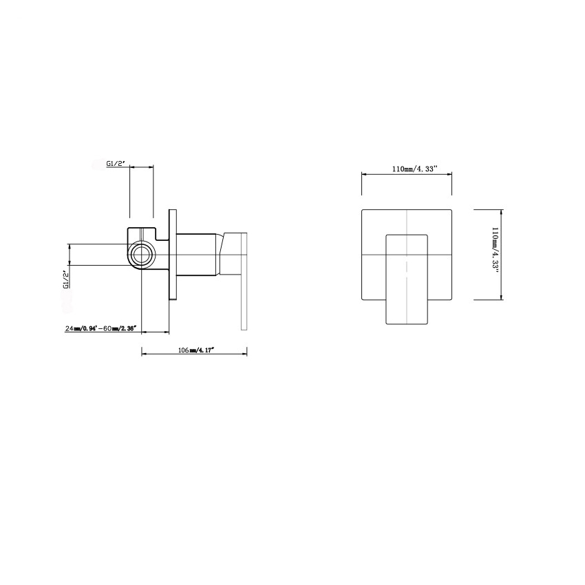 Cavallo Matte Black Square Shower Mixer