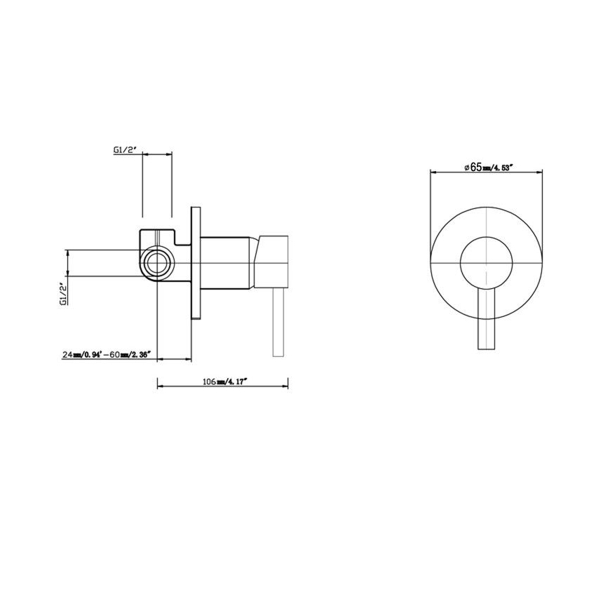 Pentro Gun Metal Grey Round Shower Mixer Tap with 65mm Cover plate
