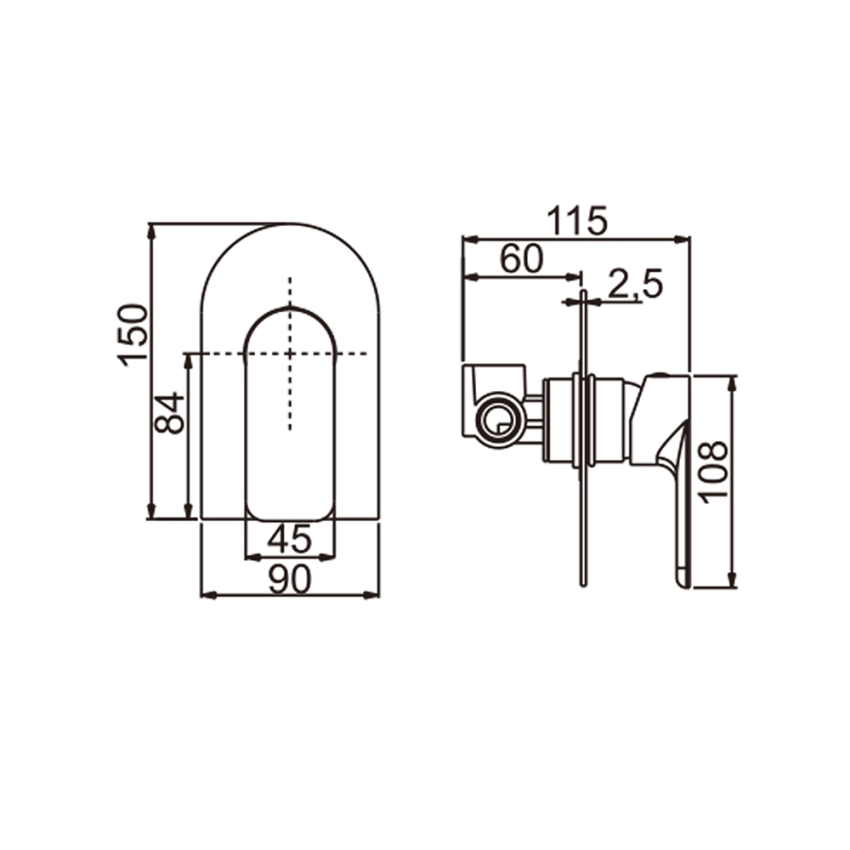 Persano Chrome Wall Mixer