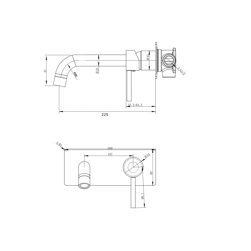 Pentro Matte Black Wall Mixer With Round Spout
