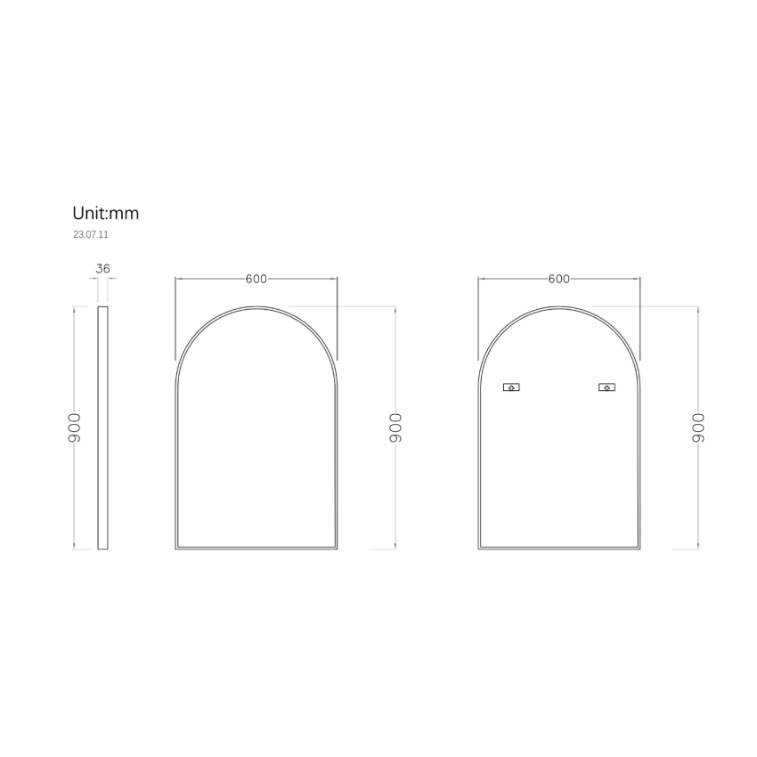 600mm Bronze Framed Bathroom Arch Mirror