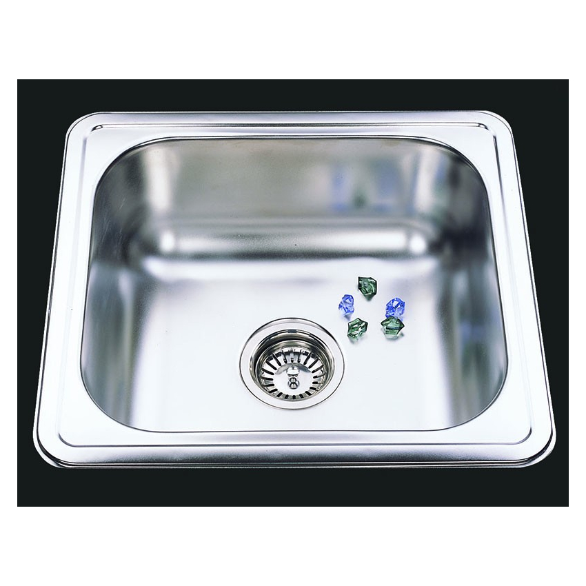 490 x 440mm Chrome Single Bowl Sink 304 Stainless Steel