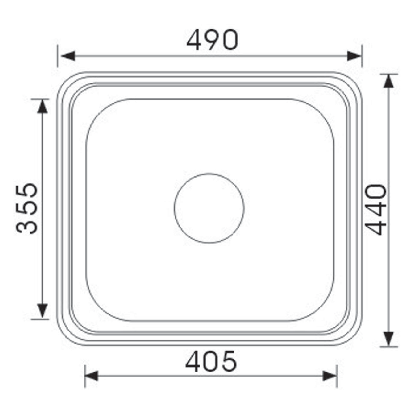 490 x 440mm Chrome Single Bowl Sink 304 Stainless Steel