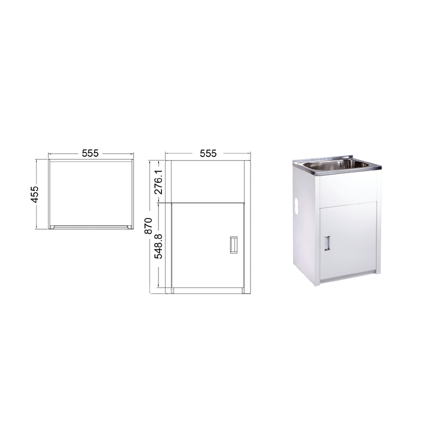 35L Laundry Tub with Cabinet with Side Hole