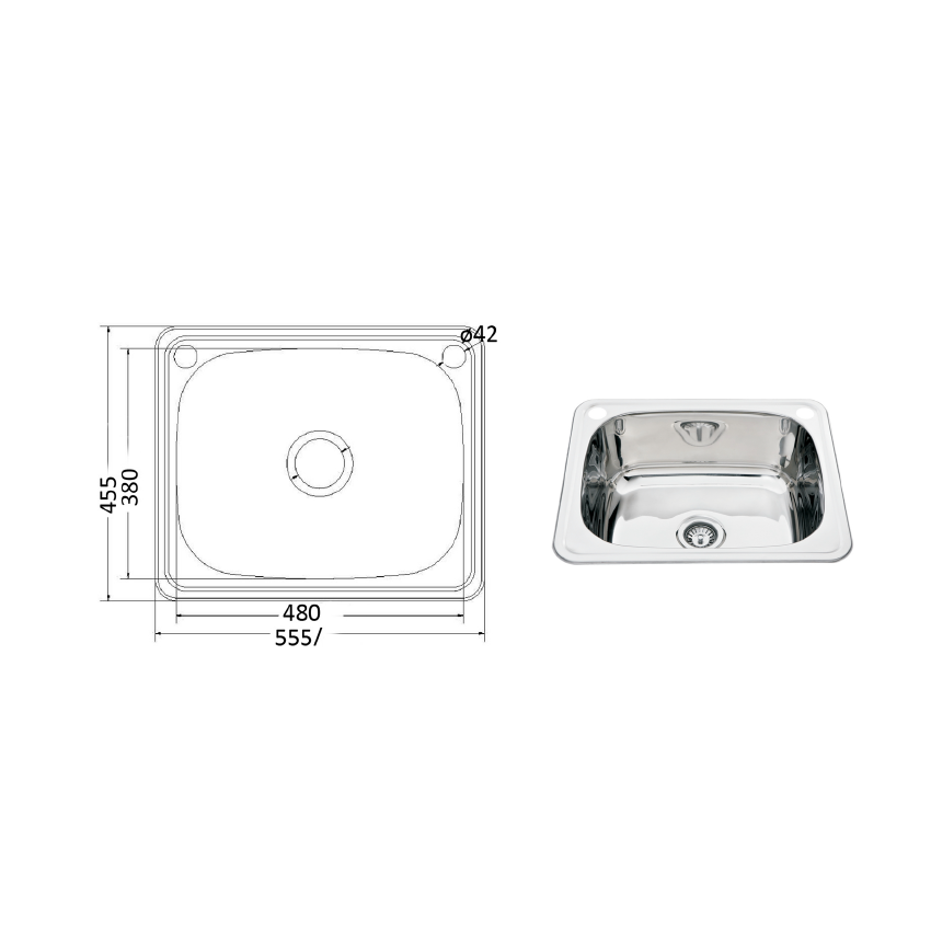 Eden Laundry Sink 555(600) x 455(500)mm