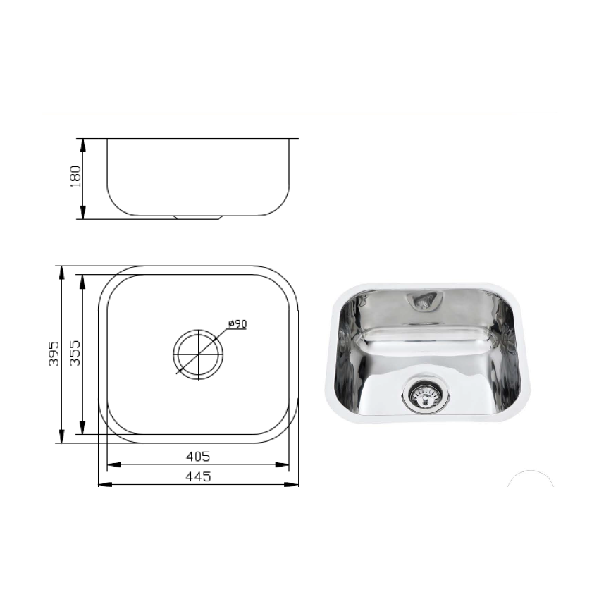 Undermount Sink 445 x 355mm