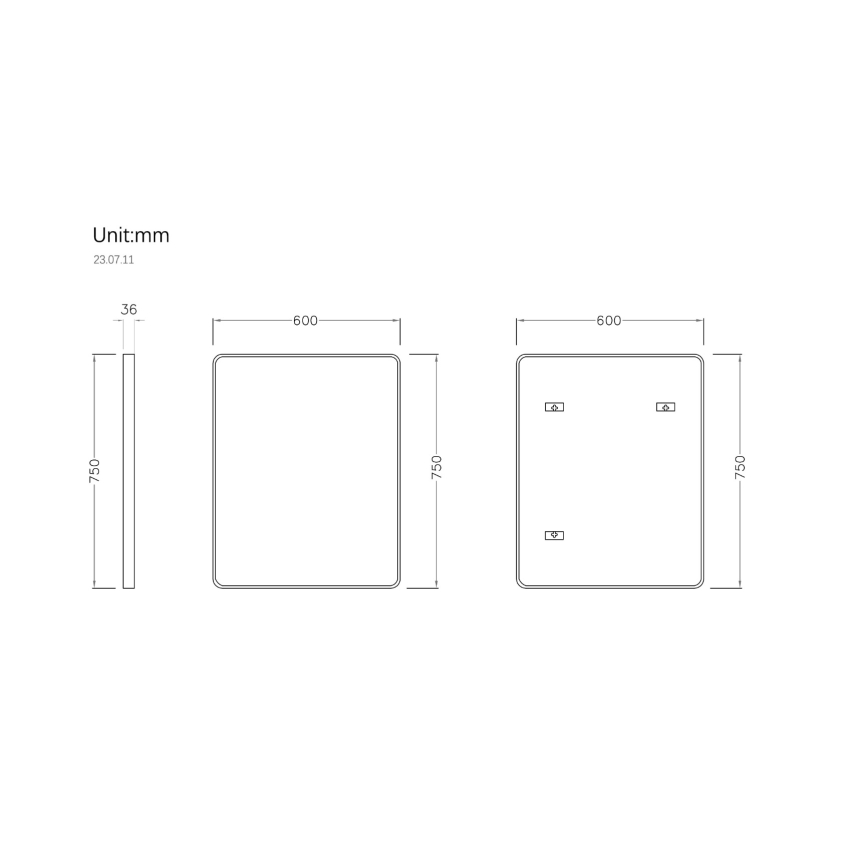 600mm Wall Mounted Brushed Gold Framed Bathroom Rectangle Mirror