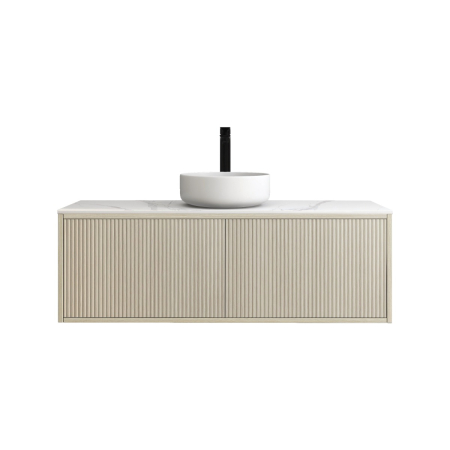 1200mm Kiama Coastal Oak 1 Right Hand Drawer 1 Left Hand Door Fluted Wall Hung Vanity Cabinet Only