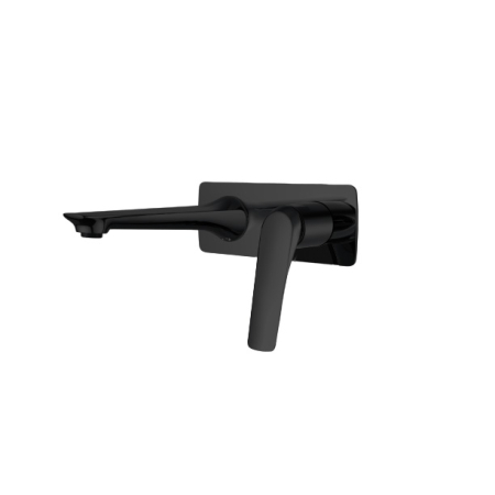 Square Matte Black Round Bathtub/Basin Wall Mixer With Spout