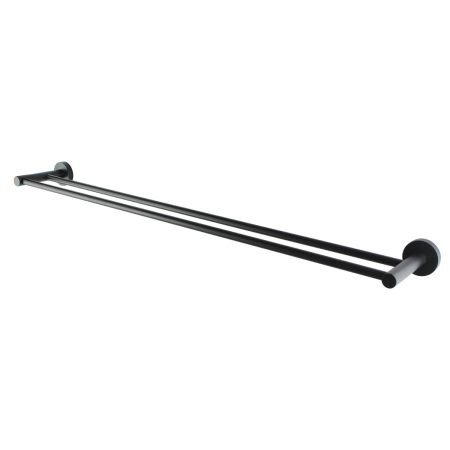 Round Black Double Towel Rack Rail 750mm