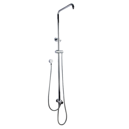 Round Chrome Top/Bottom Water Inlet Twin Shower Rail With Diverter