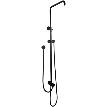 Round Black Top/Bottom Water Inlet Twin Shower Rail With Diverter