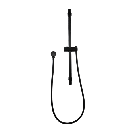 Round Black Adjustable Shower Rail with Wall Connector & Water Hose Only