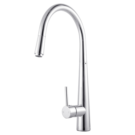 Round Chrome Pull Out Kitchen Sink Mixer Tap