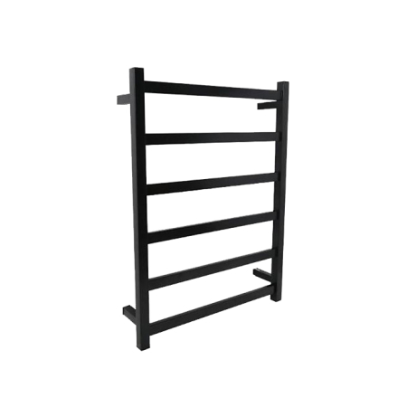 Black Square Electric Heated Towel Rack 6 Bars