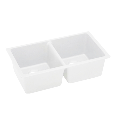 White Kitchen Sink Granite Stone Top/Under Mount Double Bowls 838*476*241mm