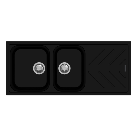 New Beethoven D200 Nera Black 1 and 3/4 Bowl Granite Kitchen Sink 1060*500mm