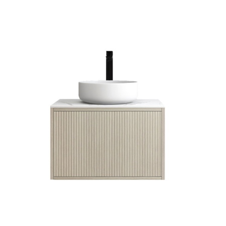 600mm Kiama Coastal Oak 1 Drawer Narrow Fluted Wall Hung Vanity Cabinet Only