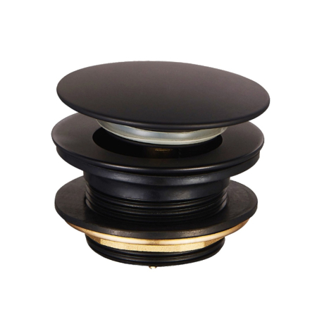 Matte Black Mushroom Solid Brass 40mm Bathtub Pop Up Waste Plug Non Overflow