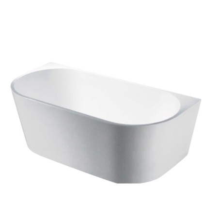 1700MM Back To Wall Bathtub Gloss White Acrylic Rounded Edge