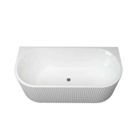 1700mm Kiama Grooved Gloss White Back to Wall Fluted Bathtub 