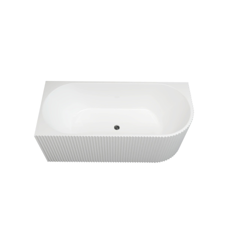 1500mm Kiama Grooved Gloss White Left Corner Fit Fluted Bathtub 