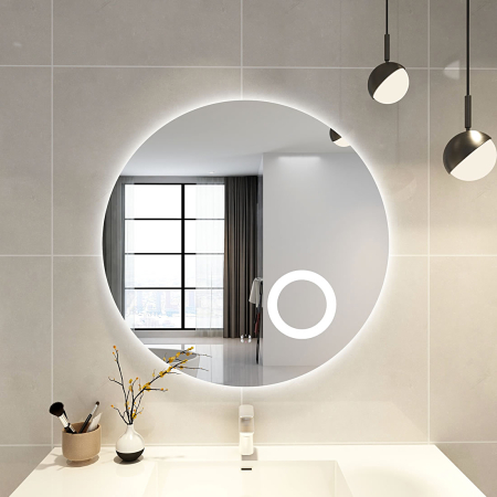 900mm Round Three Color Frameless Backlit Touchless Bathroom LED Mirror