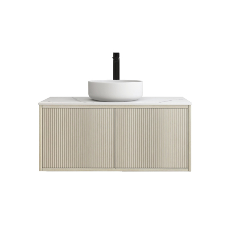 900mm Kiama Coastal Oak 1 Left Hand Drawer 1 Right Hand Door Fluted Wall Hung Vanity Cabinet Only