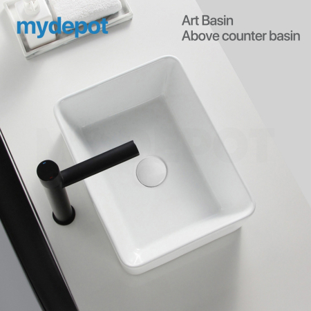 410mm Rectangle Gloss White Ceramic Above Counter Basin Non-overflow