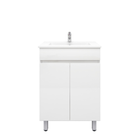 600MM Narrow Gloss White MDF Bathroom Vanity 2 Doors Free standing Cabinet Only 