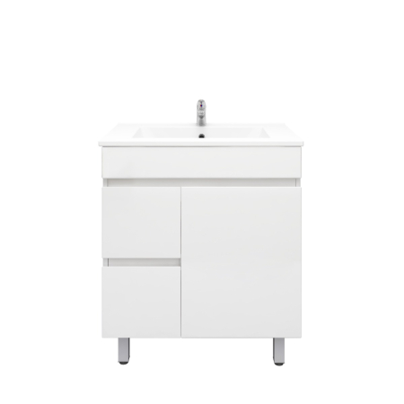 750MM Narrow Gloss White MDF Bathroom Vanity Left Drawers Free standing Cabinet Only 