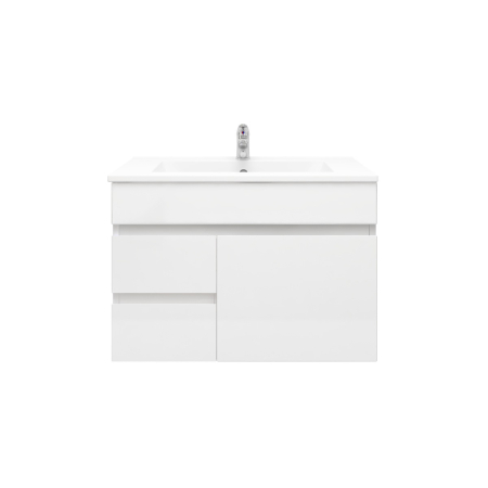 750MM Narrow Gloss White MDF Bathroom Vanity Left Drawers Wall Hung Cabinet Only 