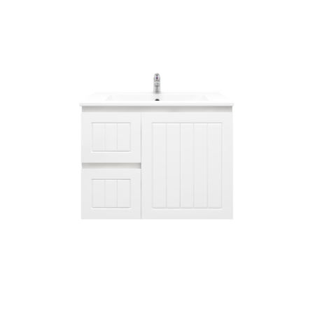 750MM Amber Matte White 2PAC MDF 2L/DW 1R/DR Wall Hung Cabinet Only