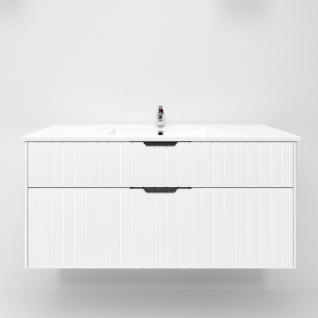 1200mm Wall Hung Grooved Bathroom Vanity Matte White Finish 2 PAC Coating MDF Board Cabinet Only
