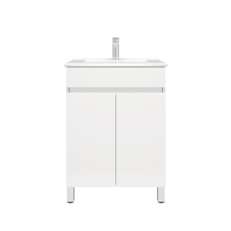 600MM Narrow Gloss White PVC Bathroom Vanity 2 Doors Free standing Cabinet Only 