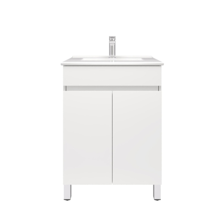 600MM Gloss White PVC Bathroom Vanity 2 Doors Free standing Cabinet Only 