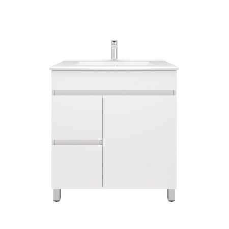 750MM Gloss White PVC Bathroom Vanity Left Drawers Free standing Cabinet Only
