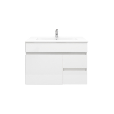 750MM Gloss White PVC Bathroom Vanity Right Drawers Wall Hung Cabinet Only 