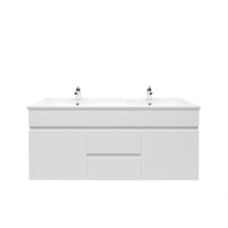 1200MM Gloss White PVC Bathroom Vanity 2 Middle Drawers 2 Side Doors Wall Hung Cabinet Only