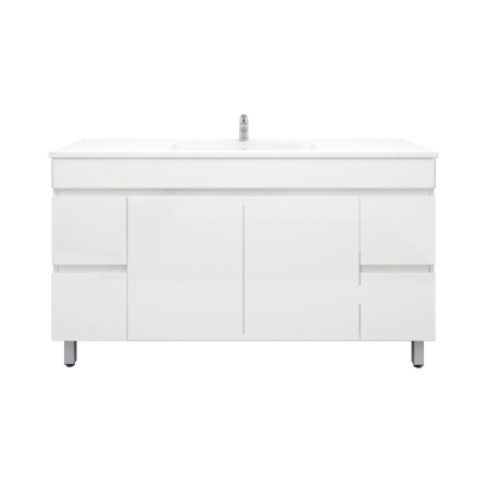 1500MM Gloss White PVC Bathroom Vanity 4S/DR 2M/DR Wall Hung Cabinet Only