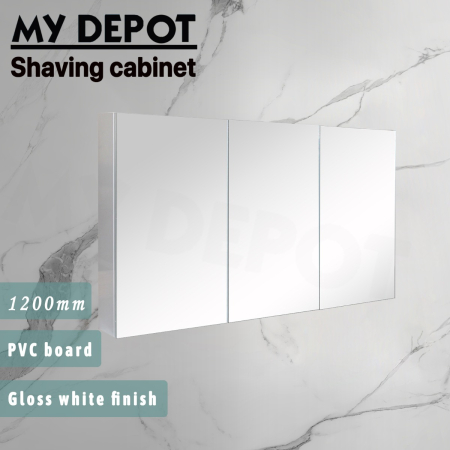1200MM Pencil Edge Gloss White 3 Doors PVC Shaving Cabinet