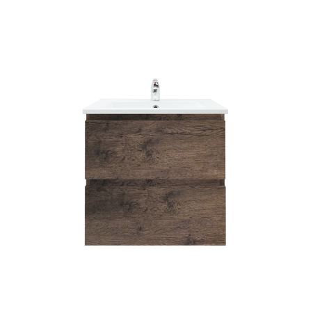 600mm Dark Oak MDF Bathroom Vanity 2 Drawers Wall Hung Cabinet Only 