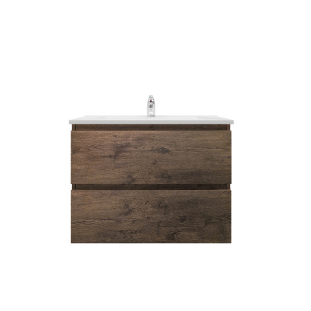 750mm Dark Oak MDF Bathroom Vanity 2 Drawers Wall Hung Cabinet Only 