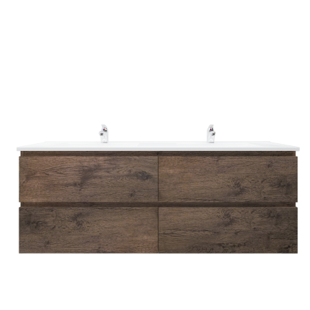 1500mm Dark Oak MDF Bathroom Vanity 4 Drawers Wall Hung Cabinet Only 