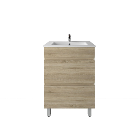 600mm White Oak MDF Bathroom Vanity 2 Drawers Free Standing Cabinet Only