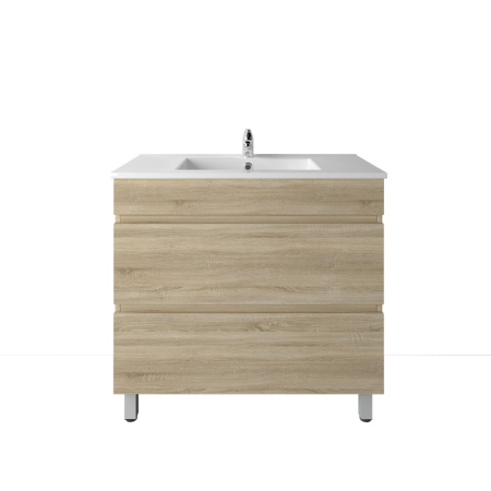 900mm White Oak MDF Bathroom Vanity 2 Drawers Free Standing Cabinet Only