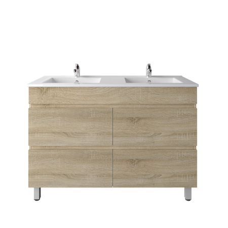 1200mm White Oak MDF Bathroom Vanity 4 Drawers Free Standing Cabinet Only