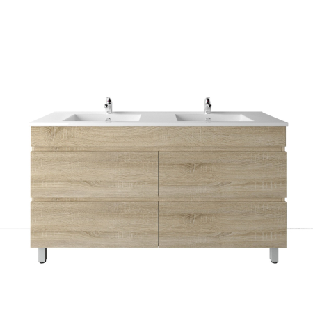 1500mm White Oak MDF Bathroom Vanity 4 Drawers Free Standing Cabinet Only