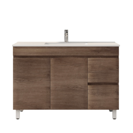 1200mm Dark Oak MDF Bathroom Vanity Right Drawers Free Standing Cabinet Only