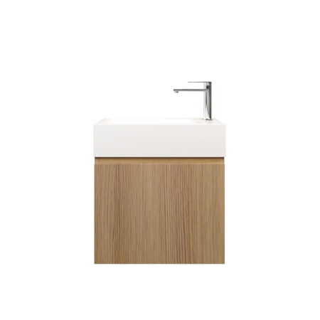 500mm Natural Oak Laminated Particle Board 1 Right Hinged Door Wall Hung Vanity Cabinet Only